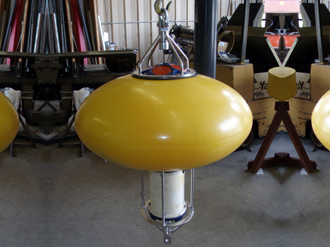 Ellipsoid ADCP buoy (shown w/ Workhorse ADCP), mounting for Aquadopp, AWAC, RDCP, ADP Ellipsoid ADCP buoy (shown w/ Workhorse ADCP), mounting for Aquadopp, AWAC, RDCP, ADP