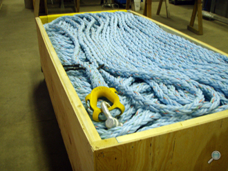 Polypropylene splice for S-tether "bottom of mooring" Polypropylene splice for S-tether "bottom of mooring"